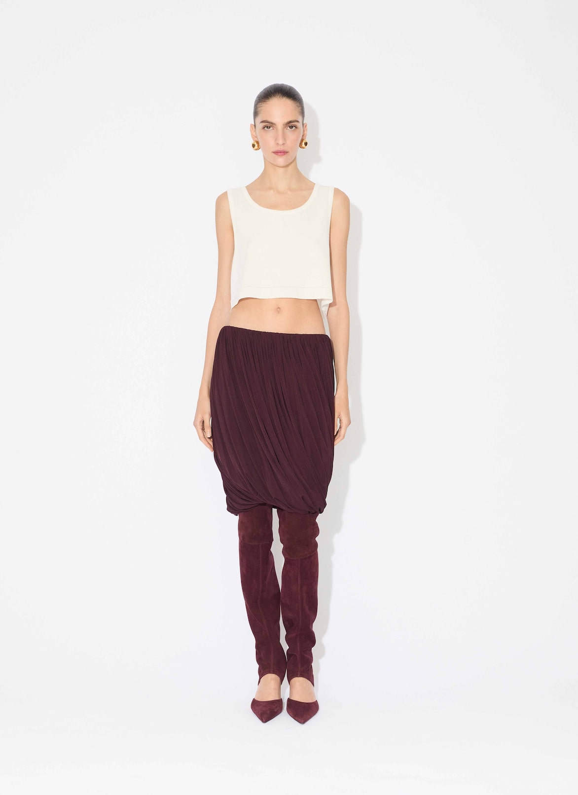TOP EN TRICOT DE COTON ALAÏA TOP EN TRICOT DE COTON BLANC